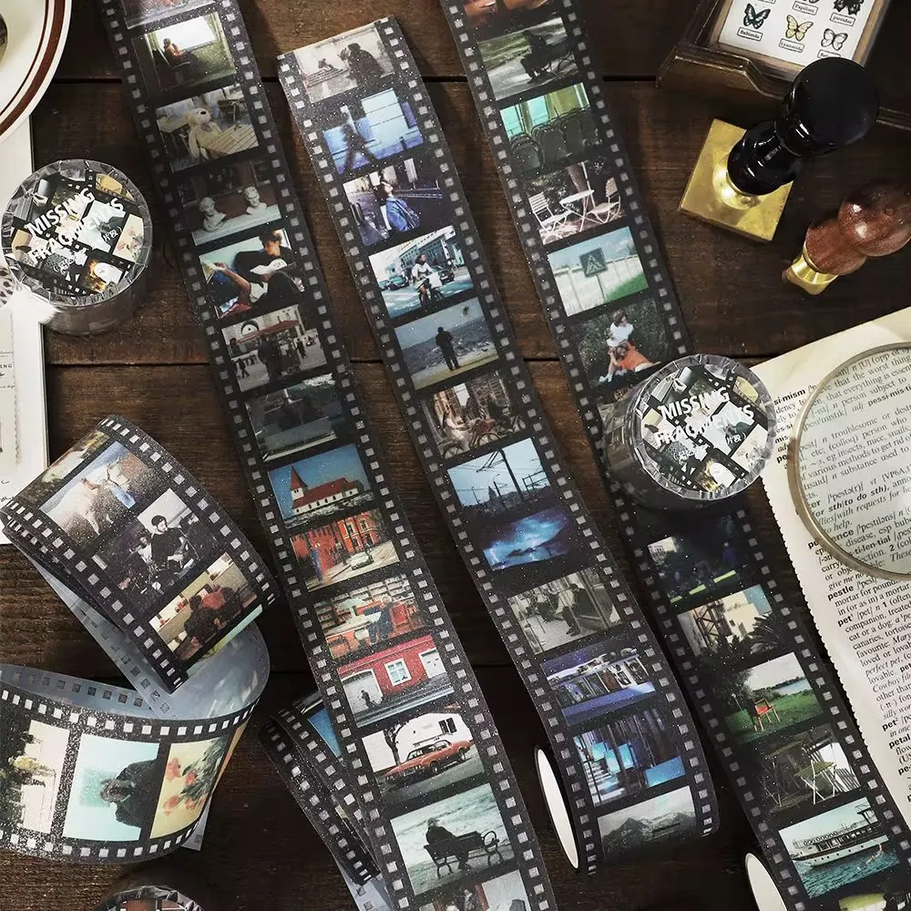 [4255-PAST] Glittery Film Washy Tape Single Roll -  رول لاصق لامع شكل فيلم لكاميرا (A Fleeting Past)
