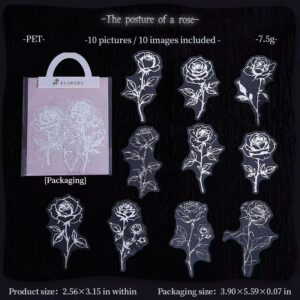 10 Stickers/Pack Silver Flowers stickers - ستيكرز زهور فضية لامعة