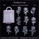 10 Stickers/Pack Silver Flowers stickers - ستيكرز زهور فضية لامعة