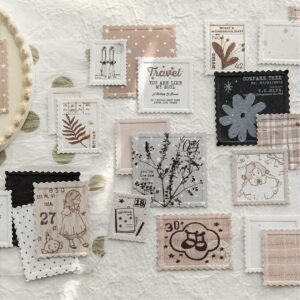 20 Stickers/Pack: Salt-colored market series stickers - ستيكرز طوابع بريد من ورق مقوى