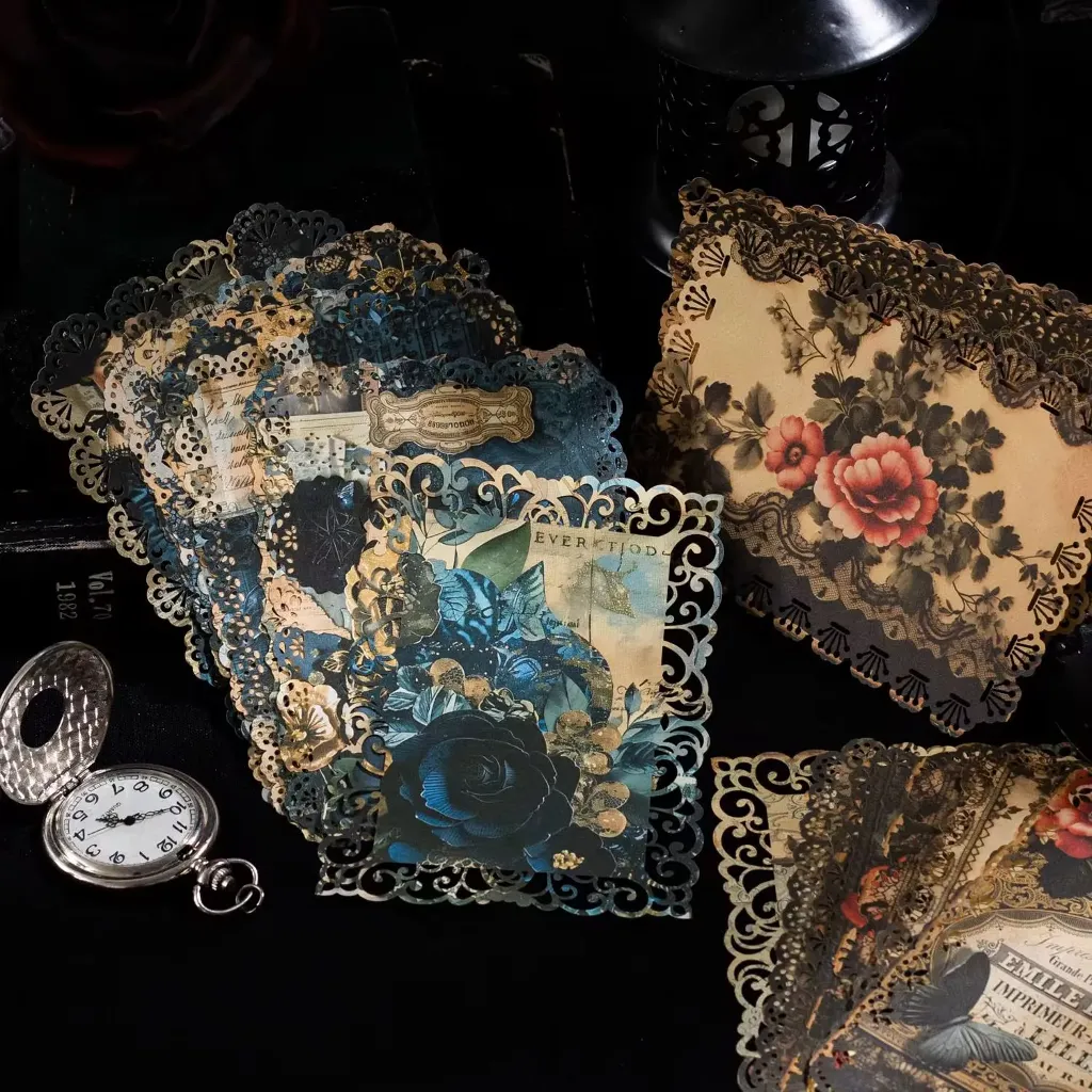 [6514-A] 10pcs/pack Material Paper Gothic Romance Series Lace - ورق كرافت رومانسي ثلاثي الابعاد (A-Lace Encounter)